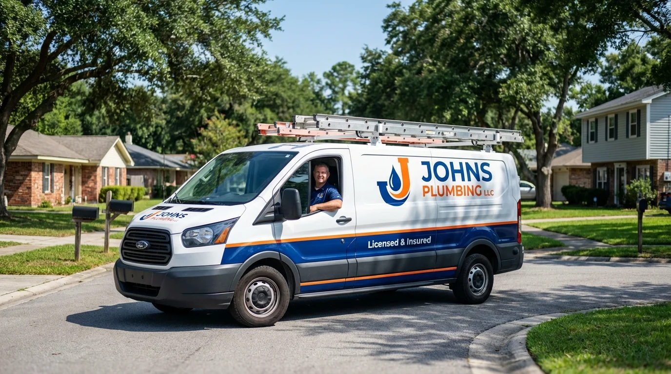 Johns Plumbing LLC service van in Saint James, MD