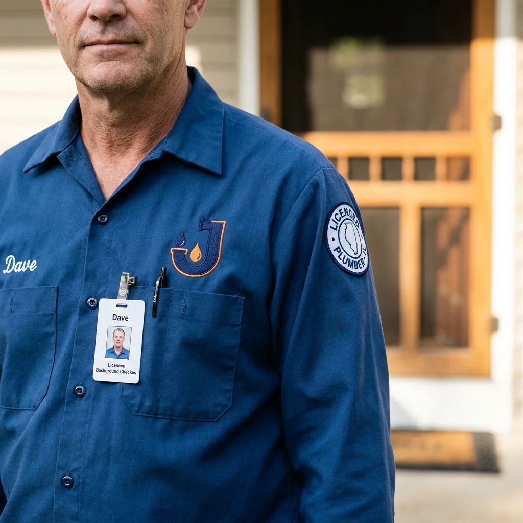 Licensed plumber showing ID badge in Saint James, MD