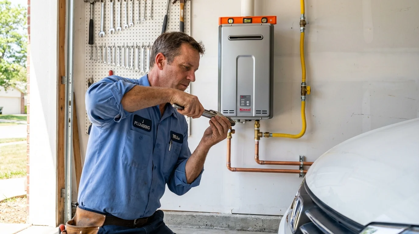 Tankless water heater installation by a Johns Plumbing LLC plumber in Saint James